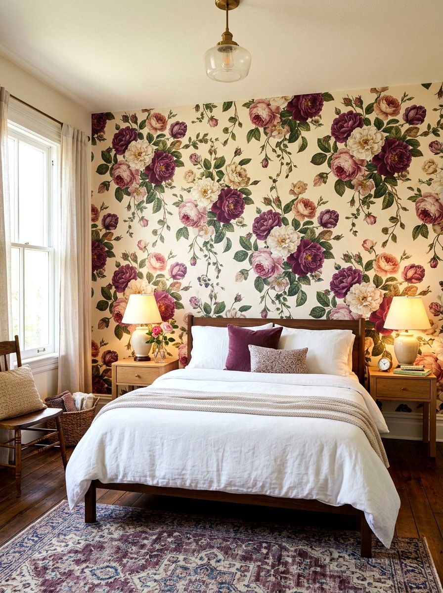 Plum Floral Wallpaper - 30 plum room decor ideas