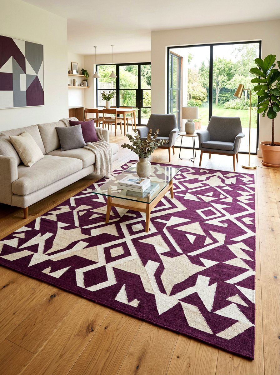 Plum Geometric Rug - 30 plum room decor ideas