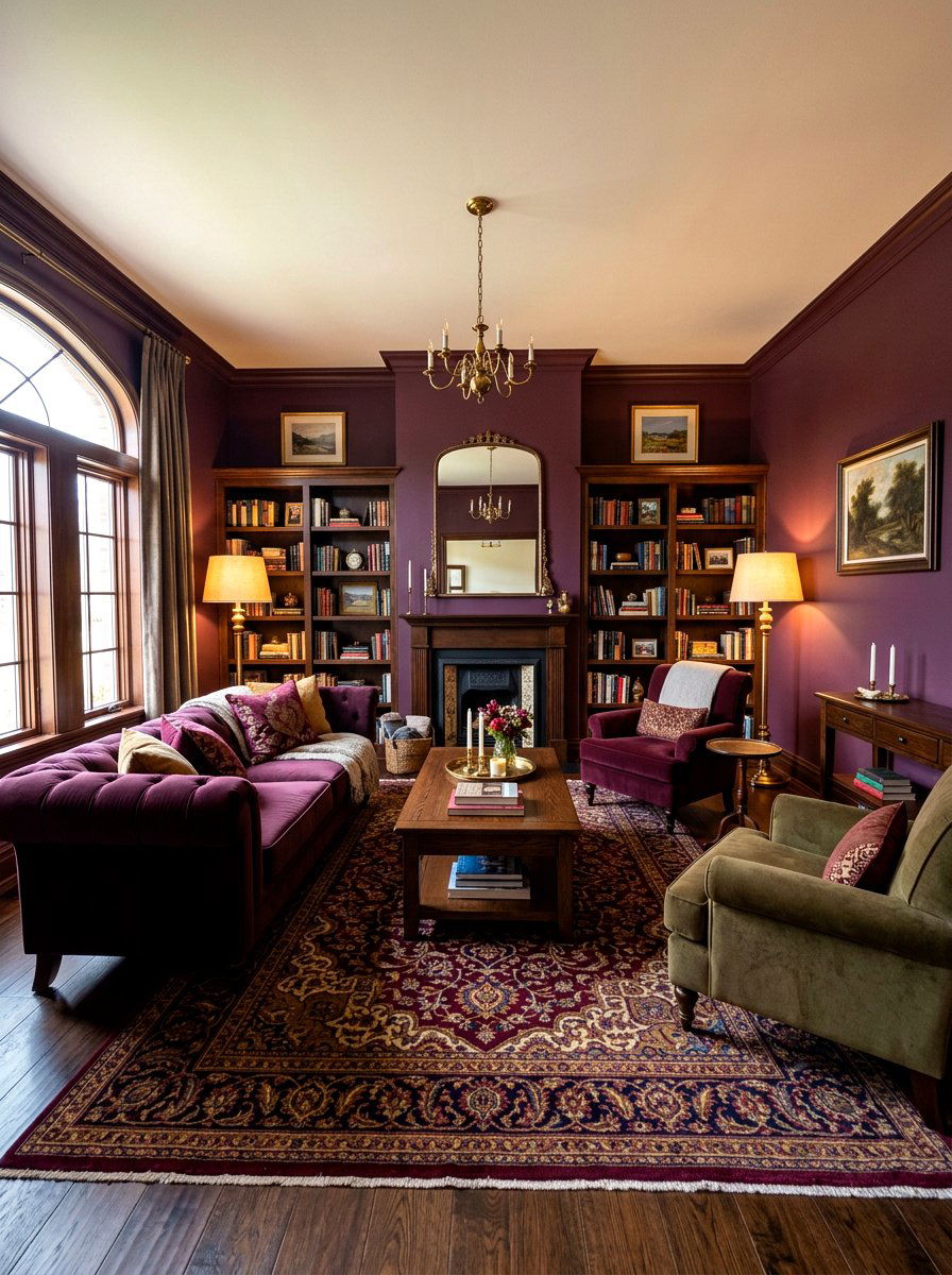 Plum Living Room - 30 jewel tone living room ideas