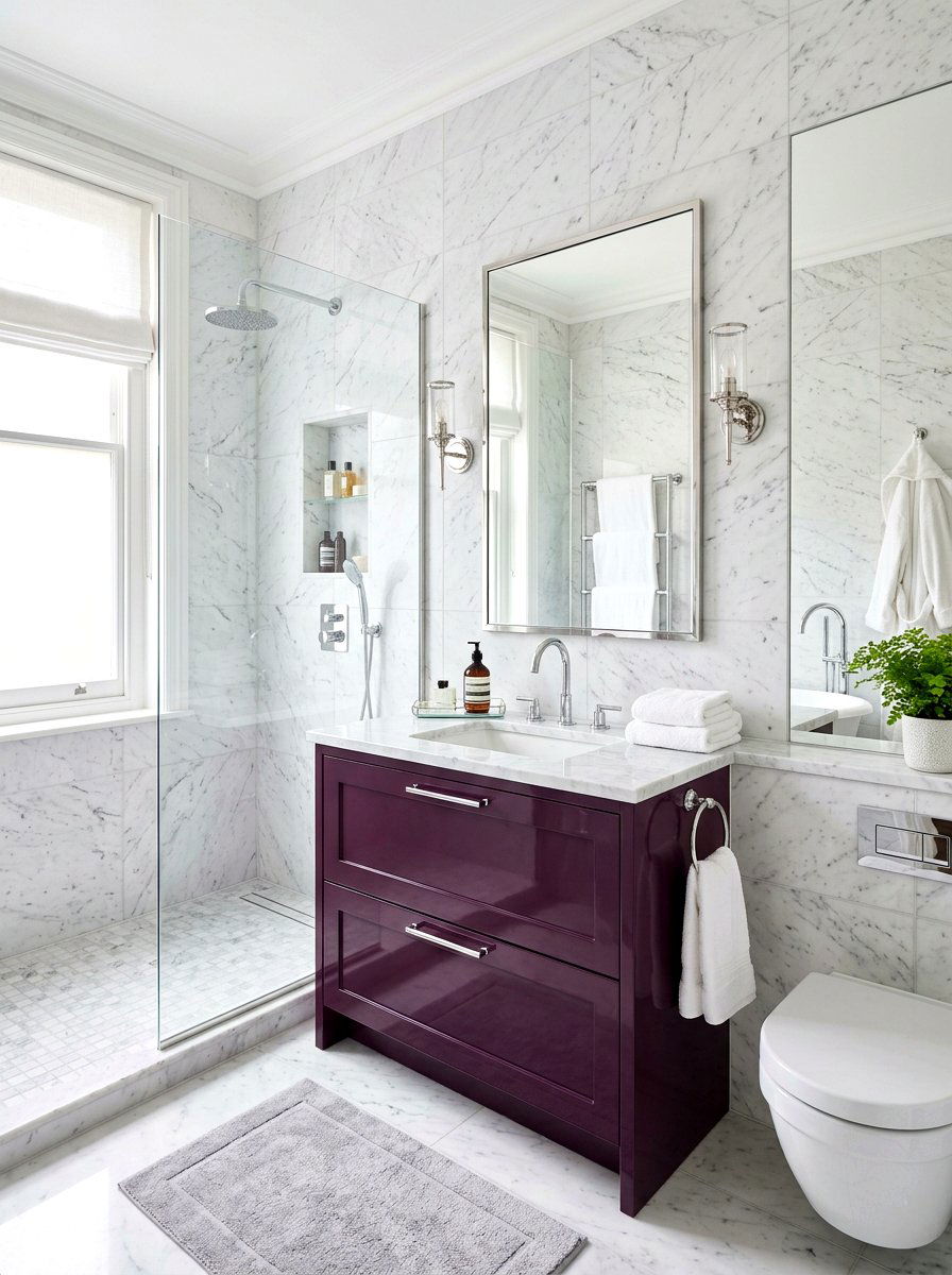 Plum Marble Ensuite - 30 plum room decor ideas