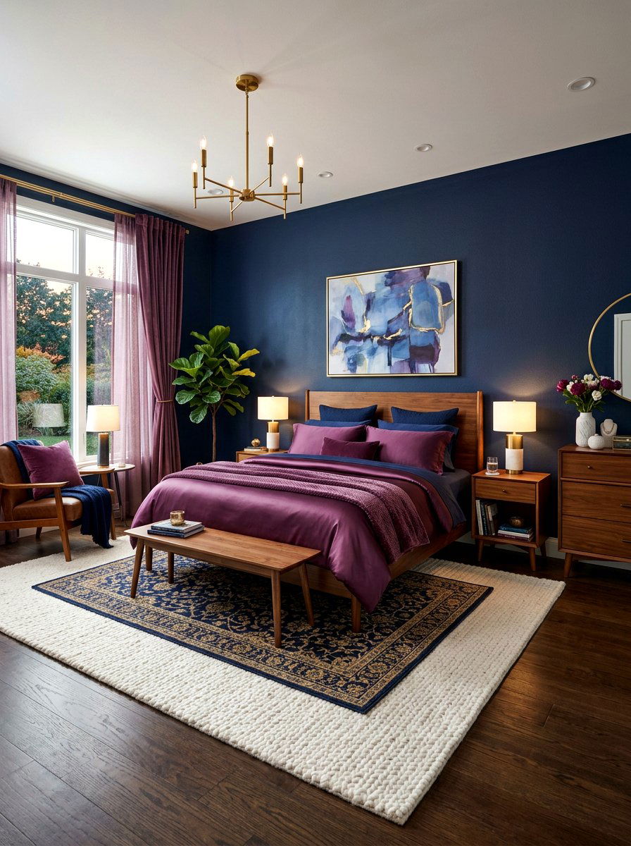 Plum Navy Master Suite - 30 plum room decor ideas