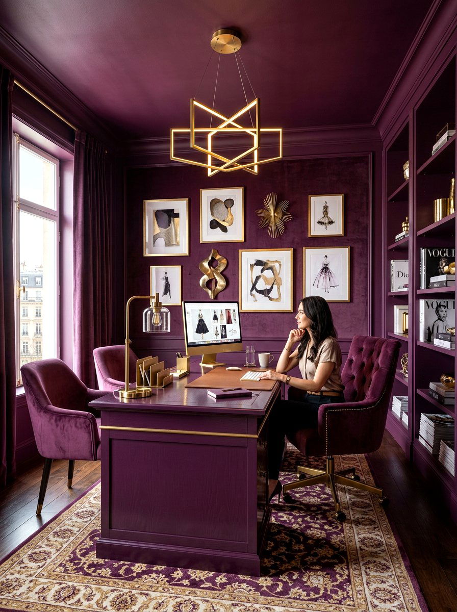 Plum Office - 30 color drenched office ideas