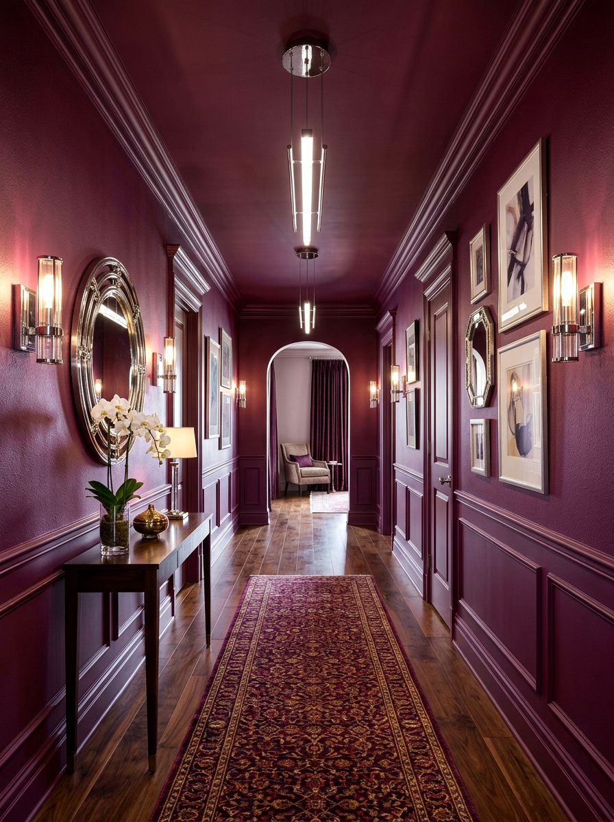 Plum Purple Hallway - 30 color drenched hallway ideas