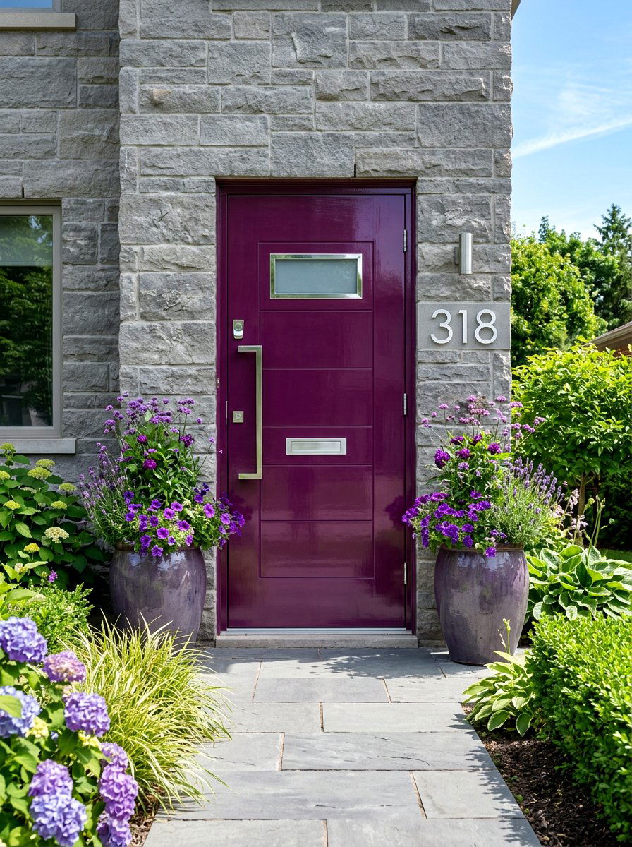 Plum Purple Lacquered Door - 30 lacquered front door ideas