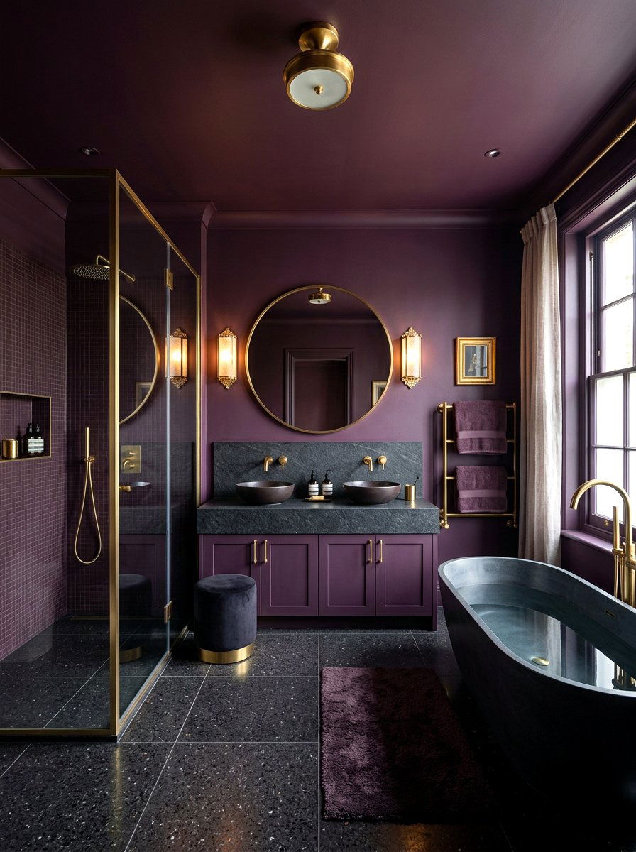 Plum Purple Moody Bathroom - 30 bathroom drenching ideas