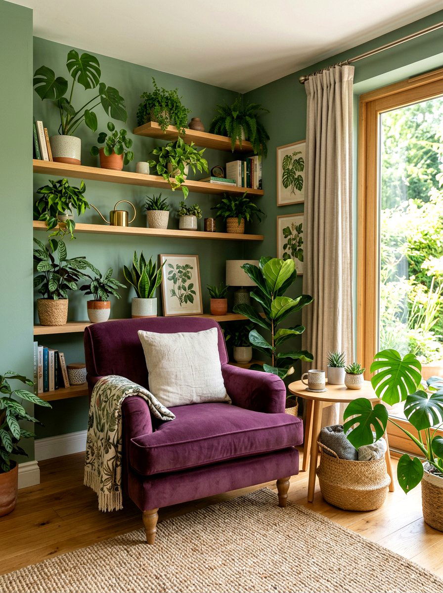 Plum Sage Green Sitting Area - 30 plum room decor ideas
