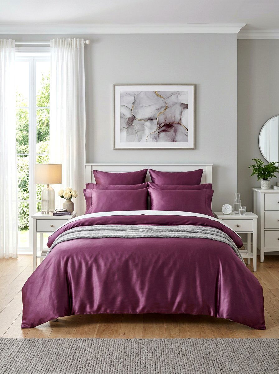Plum Silk Bedding - 30 plum room decor ideas