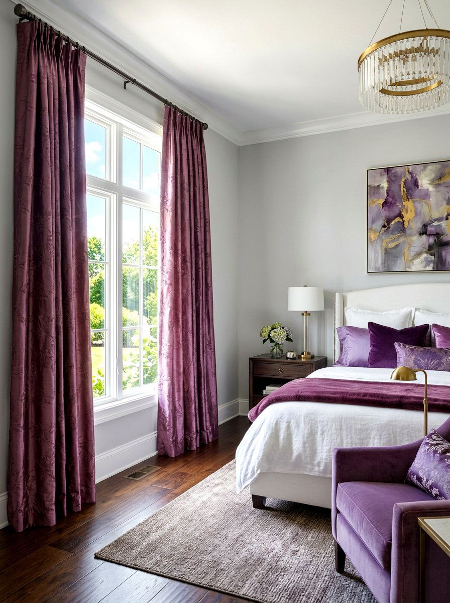 Plum Silk Curtains - 30 plum bedroom ideas
