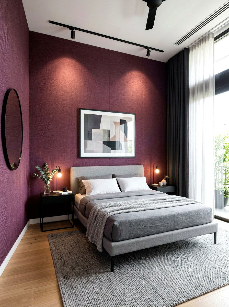Plum Textured Walls - 30 plum bedroom ideas