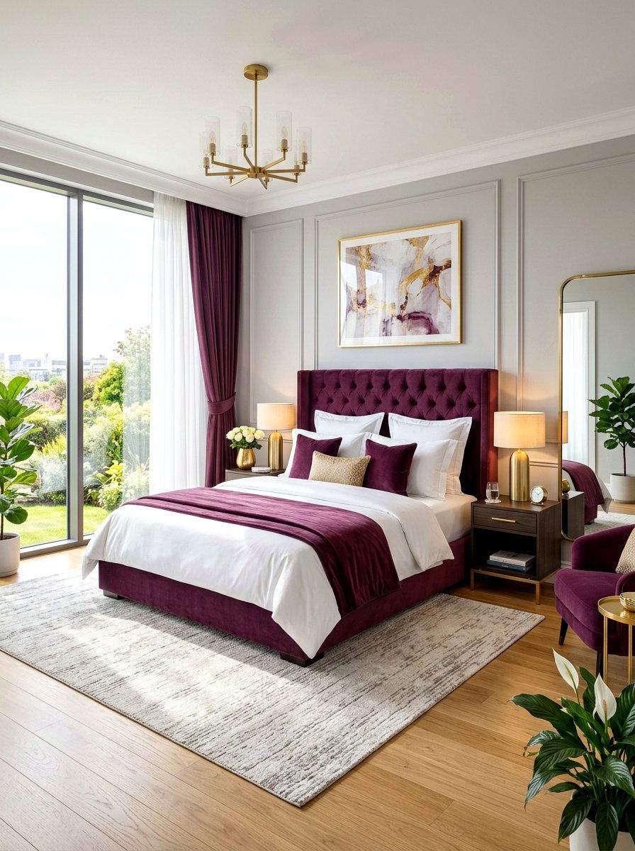 Plum Velvet Bedroom - 30 plum room decor ideas