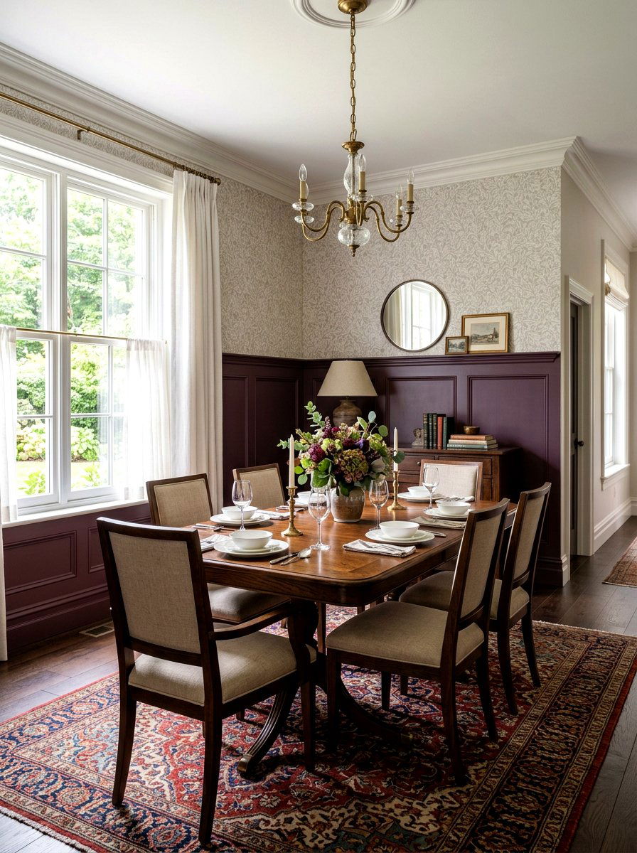 Plum Wainscoting Dining Area - 30 plum room decor ideas