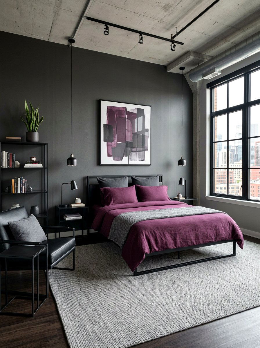 Plum and Grey Bedroom - 30 plum bedroom ideas
