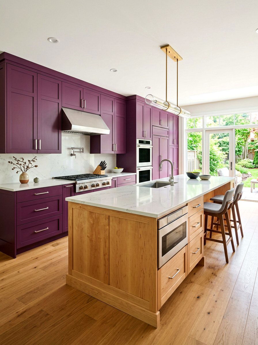 Plum and Light Maple Kitchen - 30 stained and painted kitchen ideas