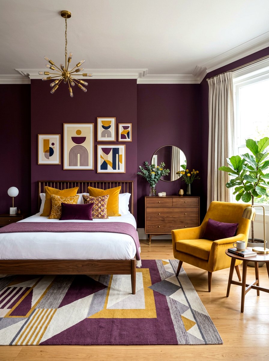 Plum and Mustard Yellow Bedroom - 30 plum bedroom ideas