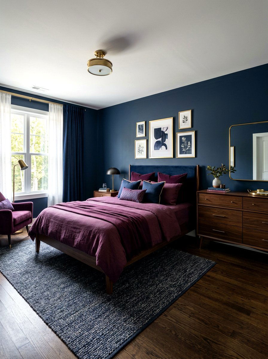Plum and Navy Blue Bedroom - 30 plum bedroom ideas