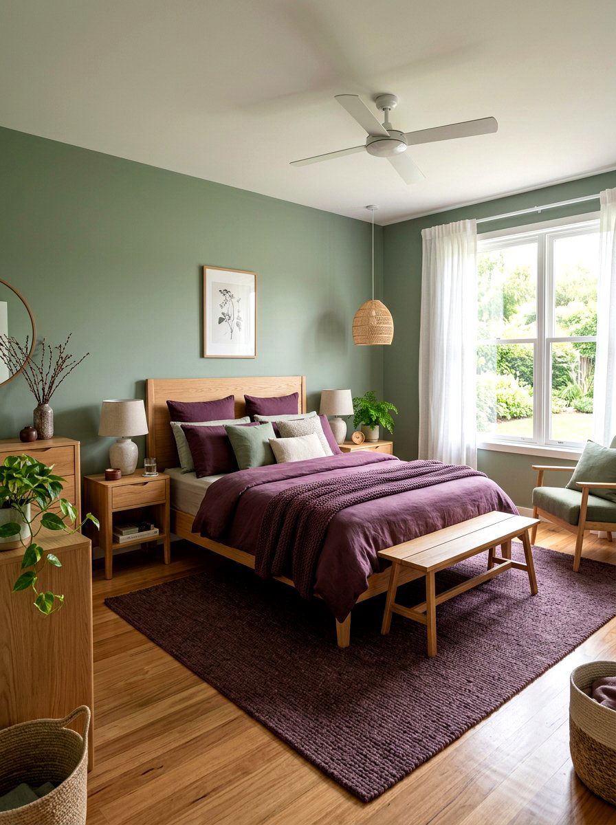 Plum and Sage Green Bedroom - 30 plum bedroom ideas