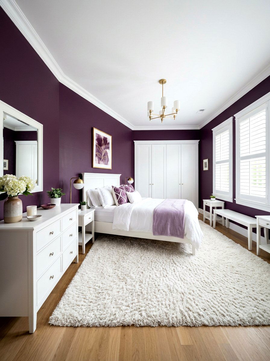 Plum and White Bedroom - 30 plum bedroom ideas