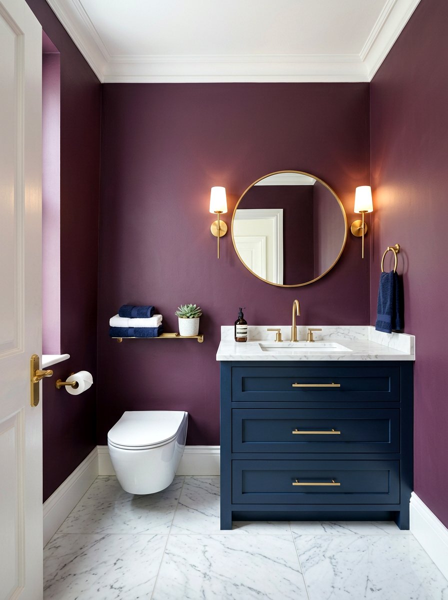 Plum and navy bathroom - 30 plum powder room ideas