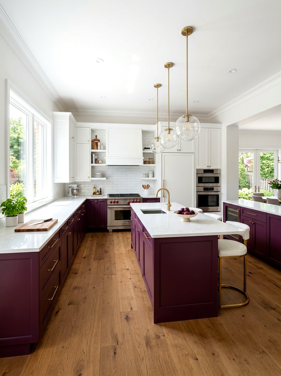 Plum and white kitchen cabinets - 30 two tone kitchen cabinet ideas
