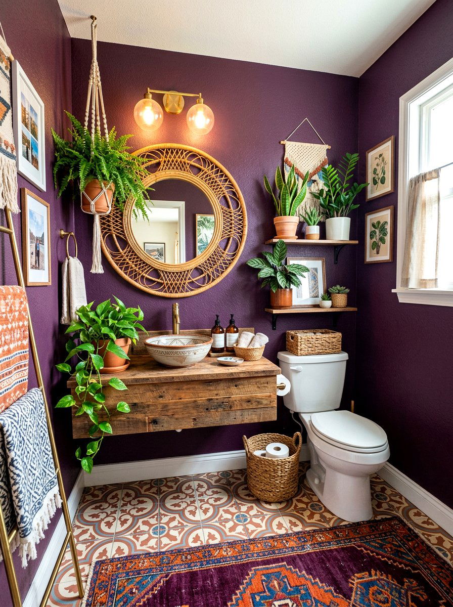 Plum bohemian bathroom - 30 plum powder room ideas