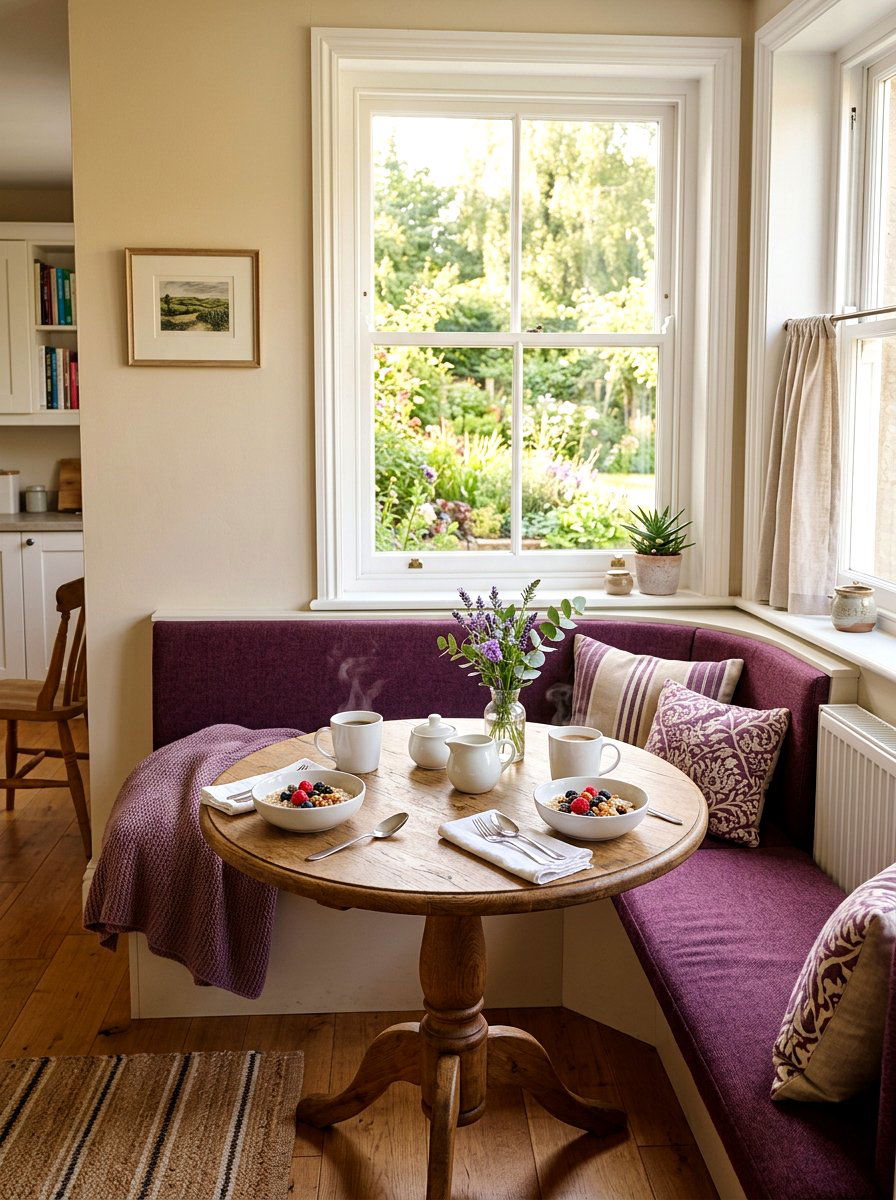 Plum breakfast nook - 30 plum kitchen accents ideas