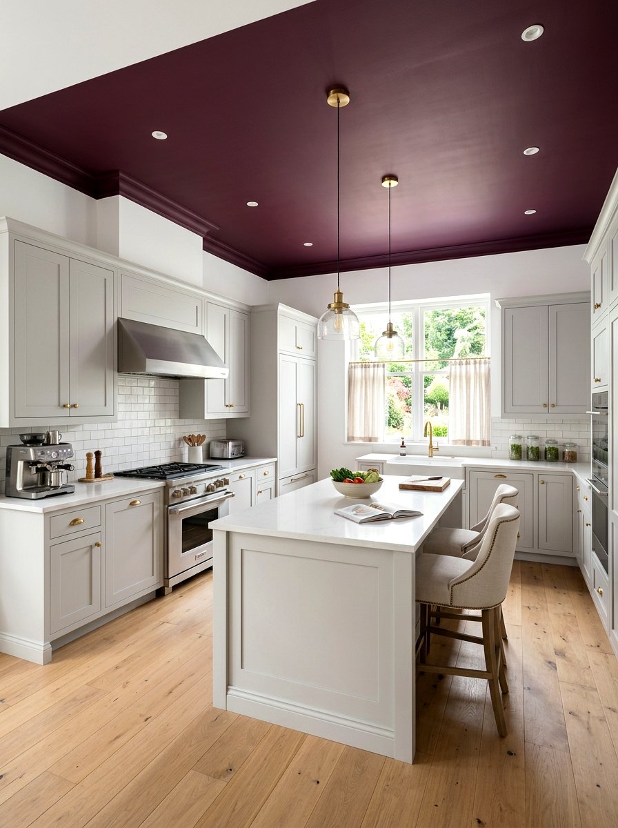Plum ceiling paint - 30 plum kitchen accents ideas