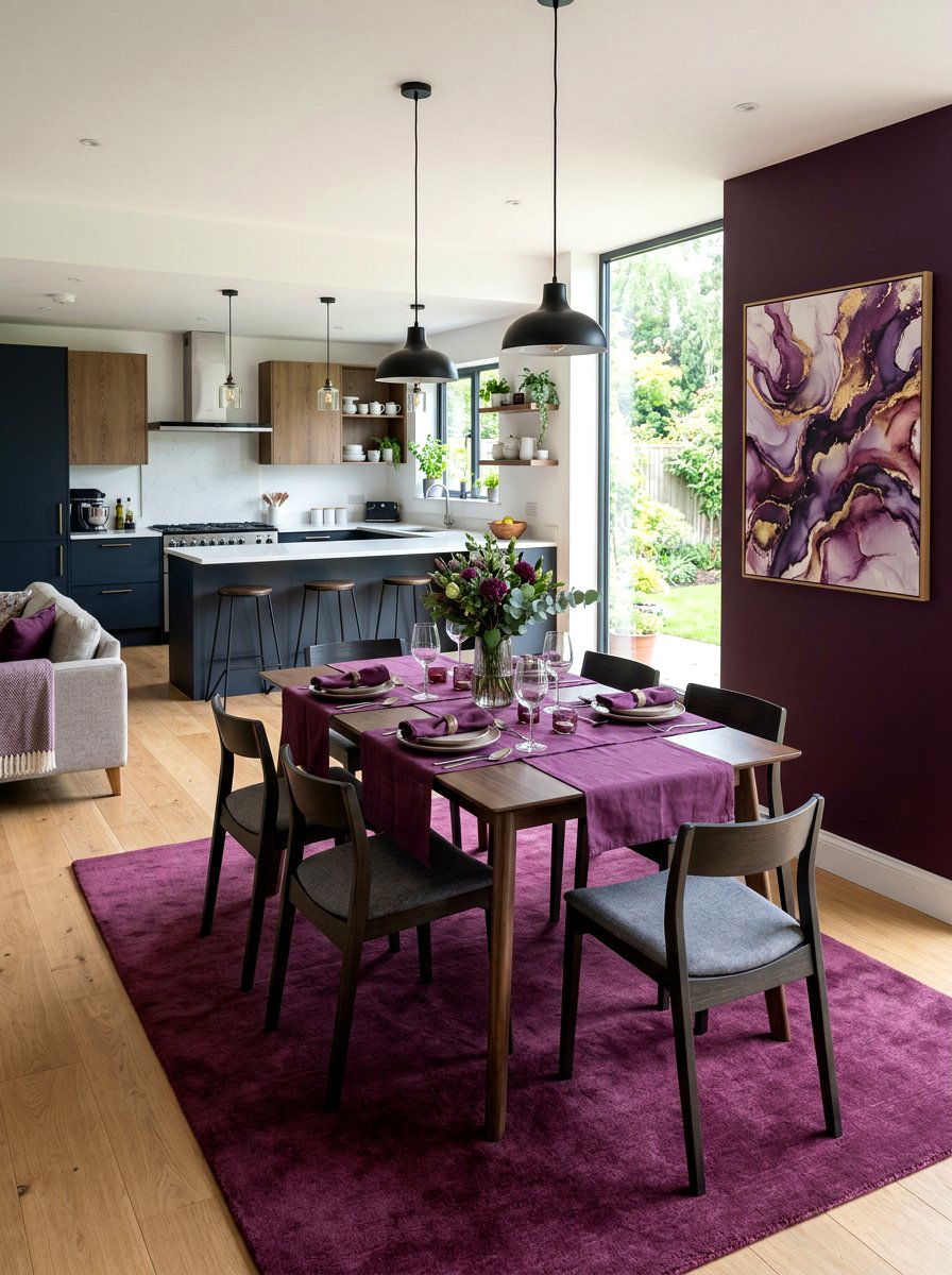 Plum dining zone - 30 plum kitchen accents ideas