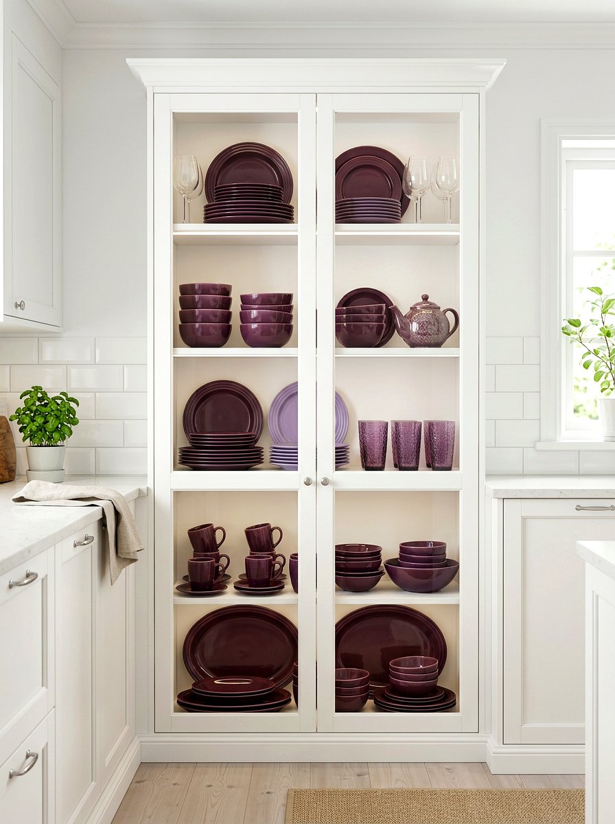 Plum dinnerware display - 30 plum kitchen accents ideas