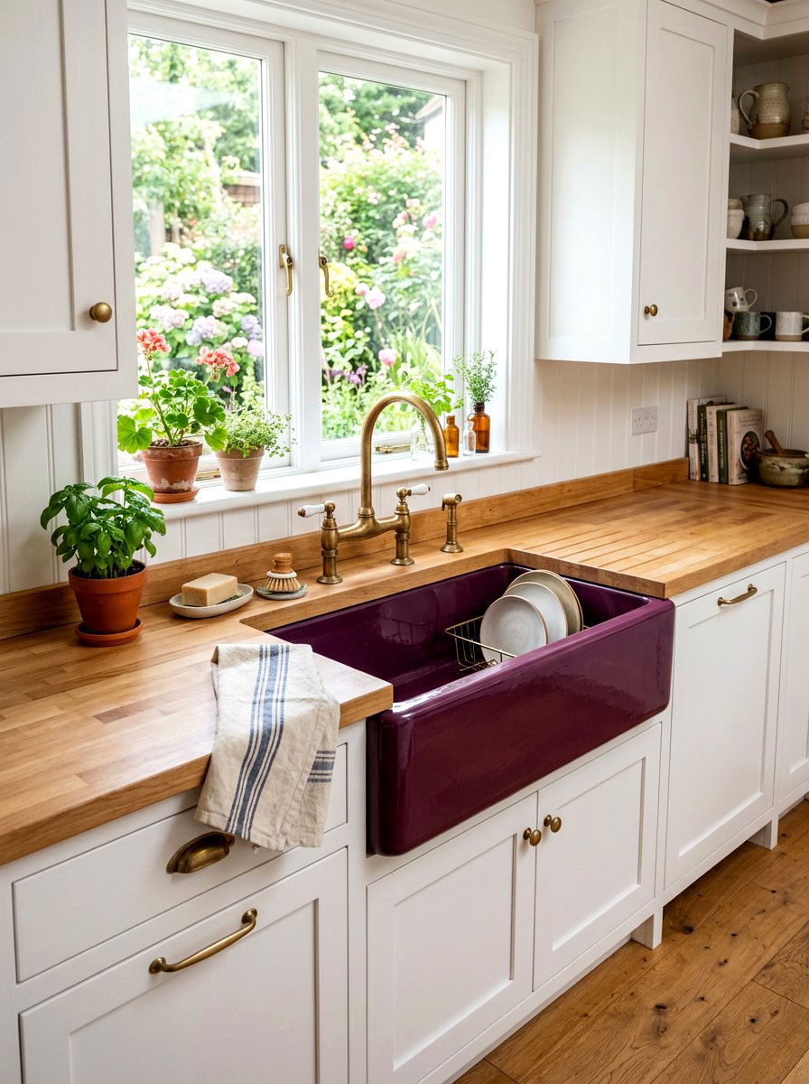 Plum farmhouse sink - 30 plum kitchen accents ideas
