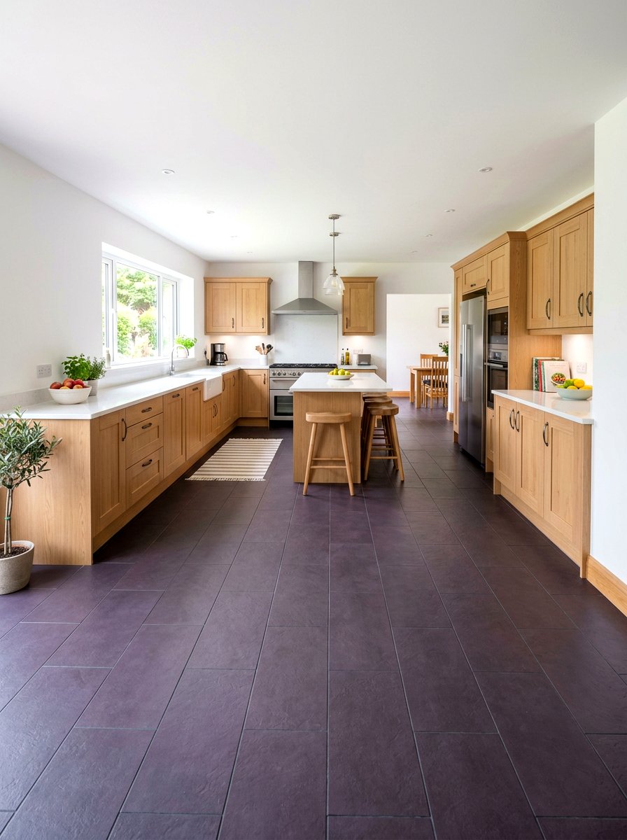 Plum floor tiles - 30 plum kitchen accents ideas