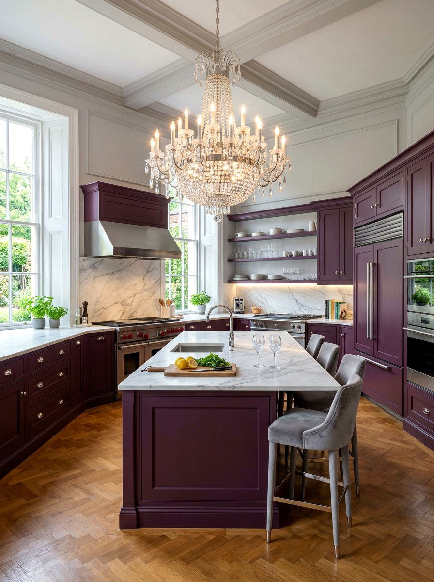 Plum kitchen cabinets - 30 color pop kitchen ideas