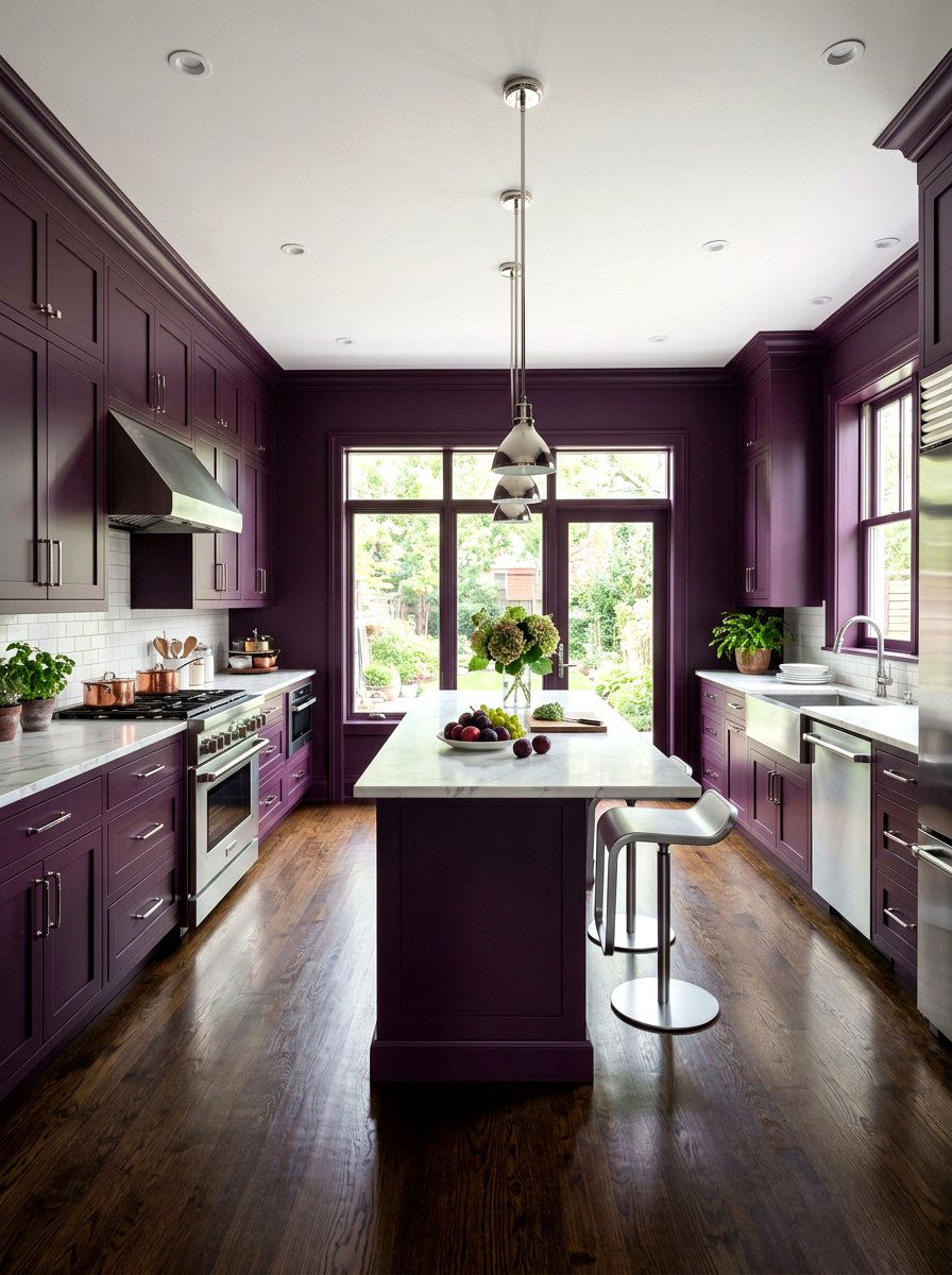 Plum kitchen - 30 color drenched kitchen ideas