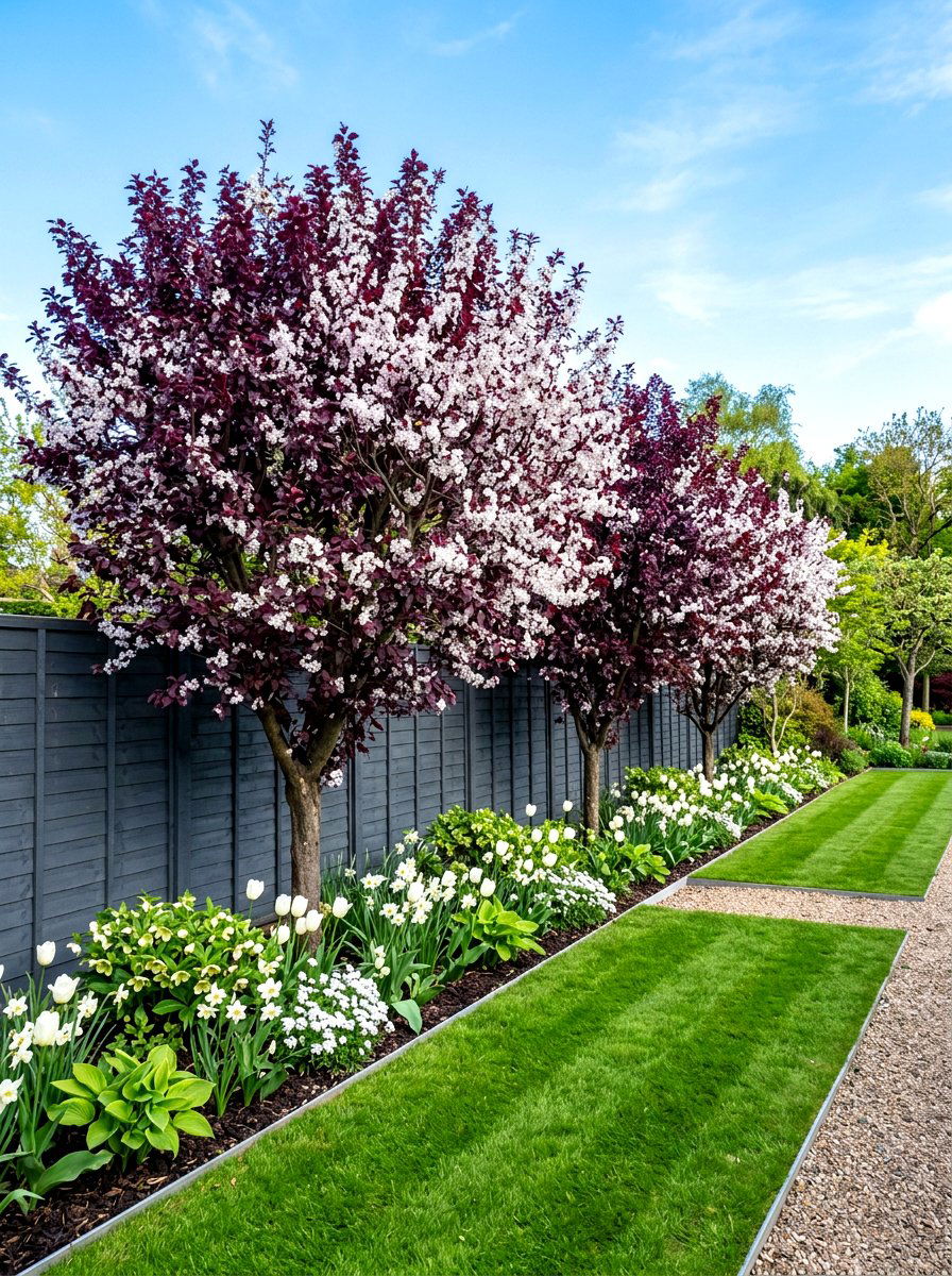 Plum tree garden border - 30 orchard backyard aesthetic ideas