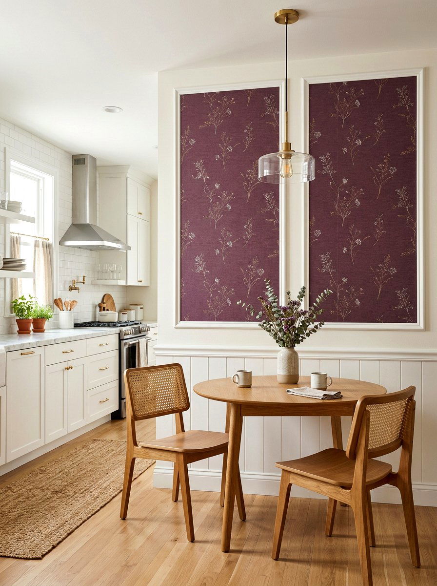 Plum wallpaper panels - 30 plum kitchen accents ideas