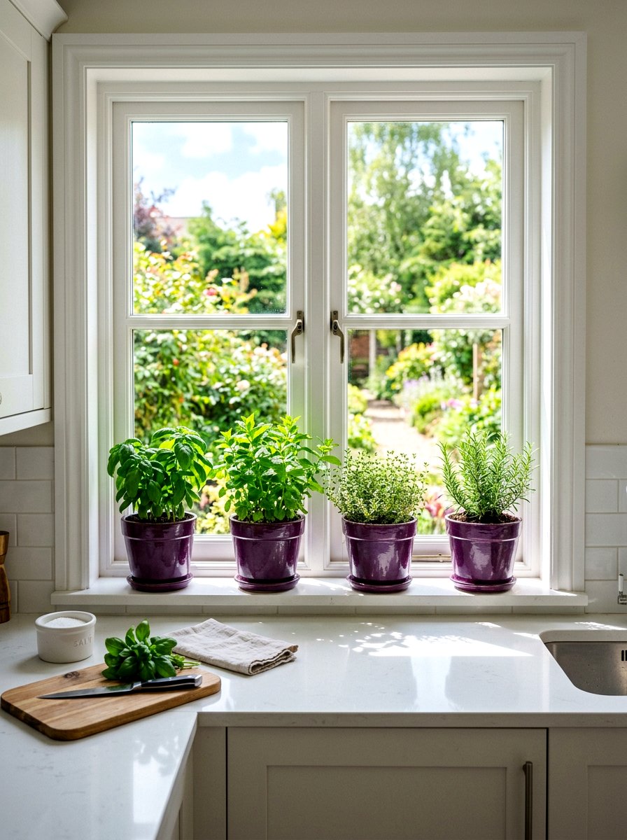 Plum window garden - 30 plum kitchen accents ideas