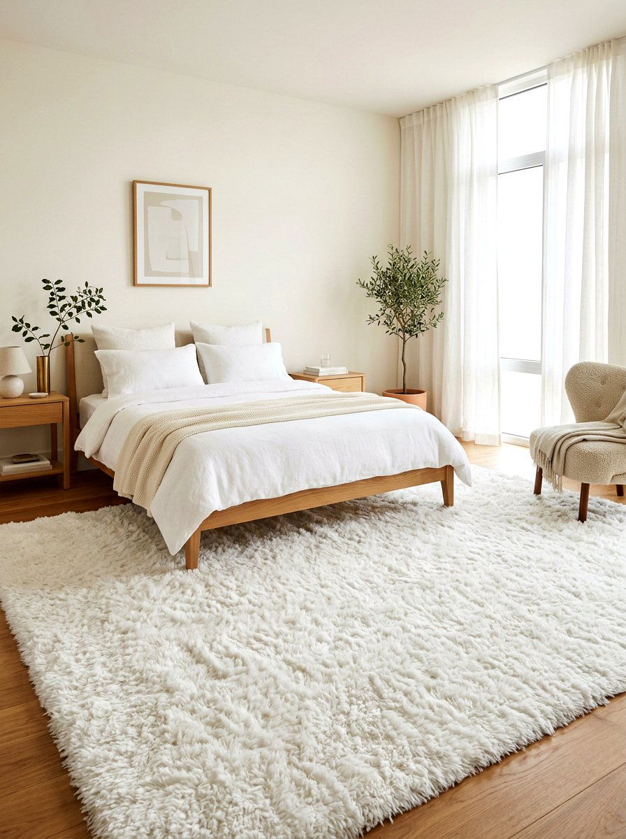Plush Area Rug - 30 sleep sanctuary bedroom ideas