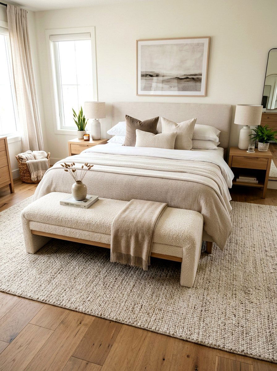 Plush Bench Bedroom - 30 soft luxury bedroom ideas