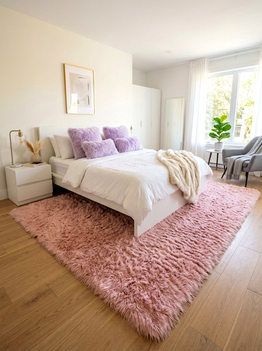 Plush Faux Fur - 30 dopamine bedroom ideas