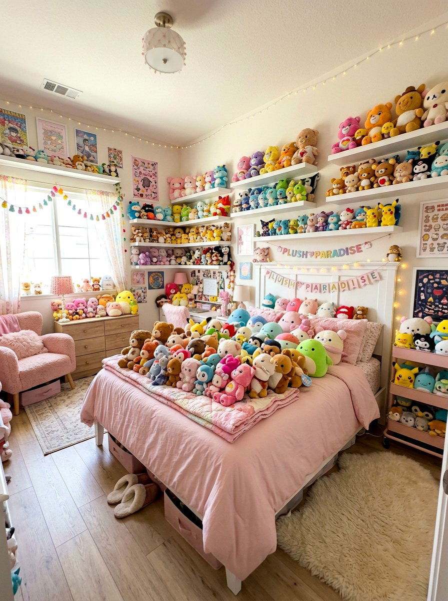 Plushie Maximalist Nostalgia Core Bedroom - 30 nostalgia core bedroom ideas