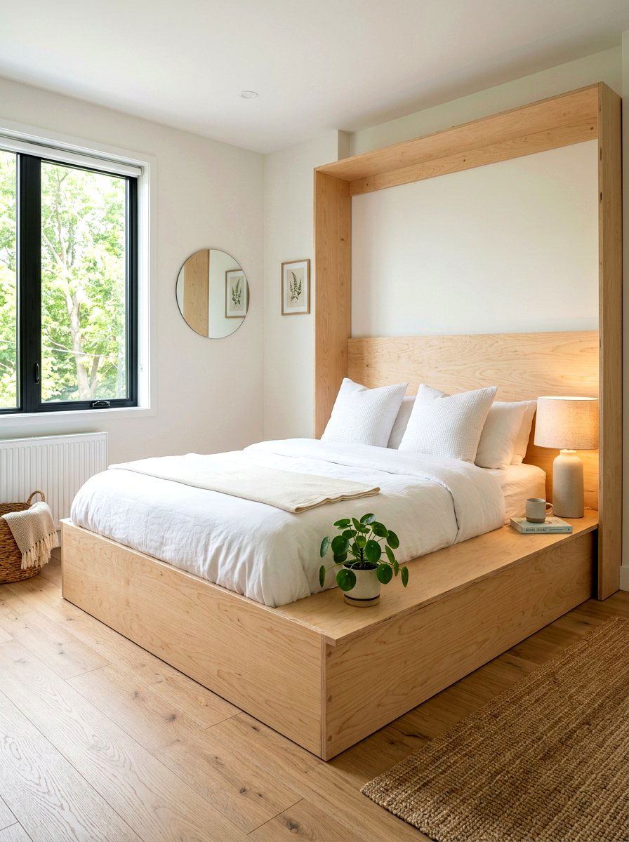 Plywood Bed Box - 30 studio sleeping nook ideas