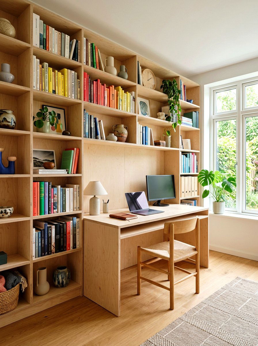 Plywood Bookshelf Wall Office - 30 bookshelf wall office ideas