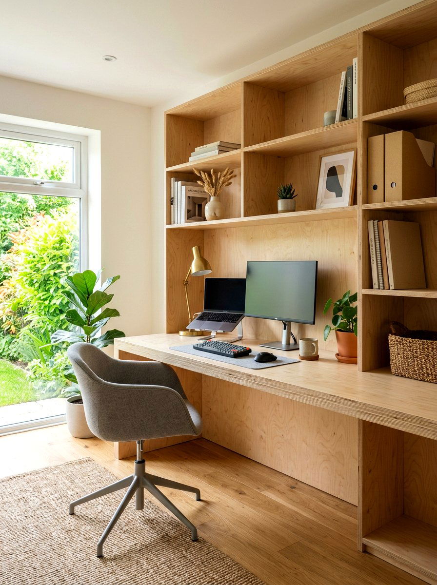Plywood Built In Office - 30 office nook ideas