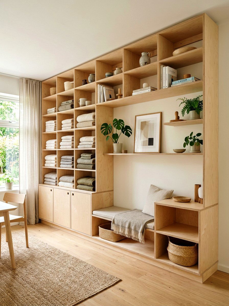 Plywood Built In Unit - 30 hallway linen closet ideas
