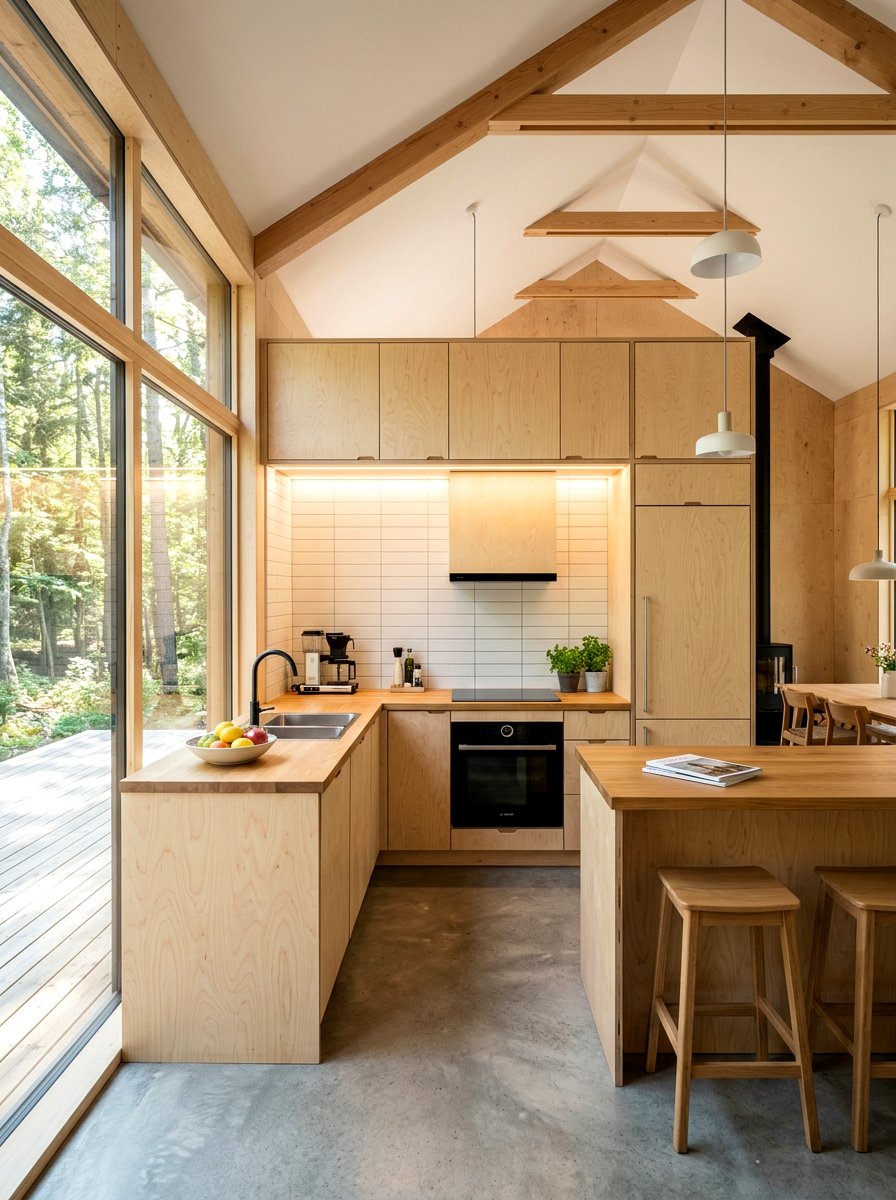 Plywood Cabin Kitchen Interior - 30 cabin kitchen ideas