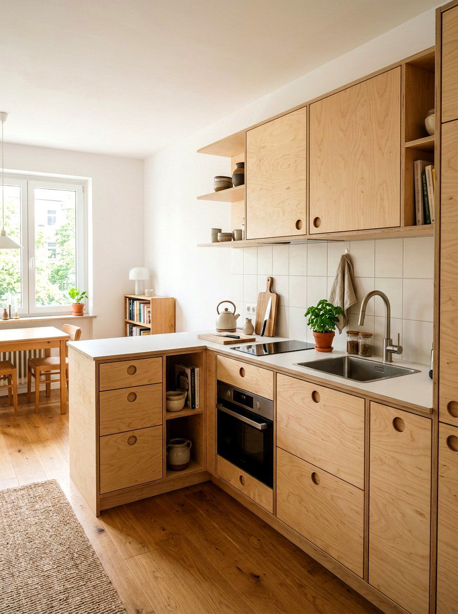 Plywood Custom Kitchenette - 30 studio kitchenette ideas