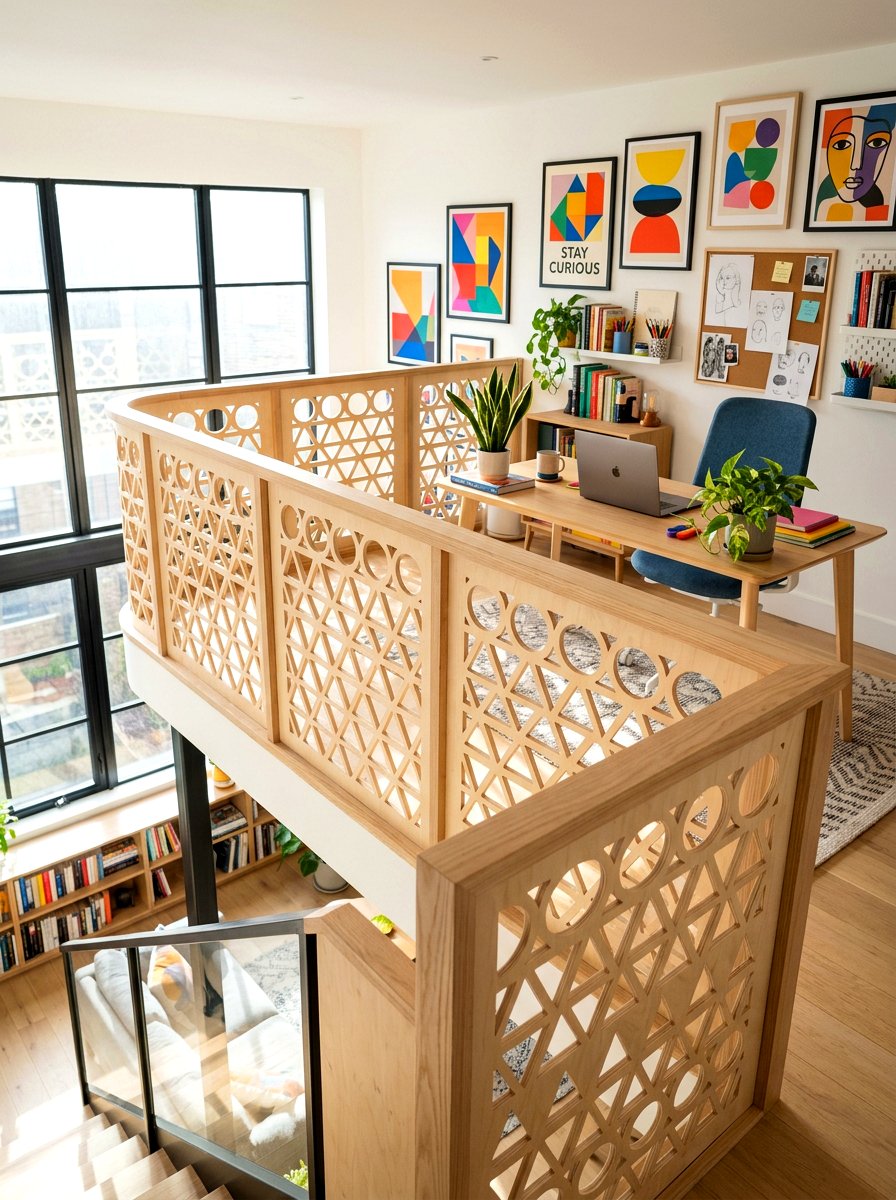 Plywood Cutout Railing - 30 open loft railing ideas