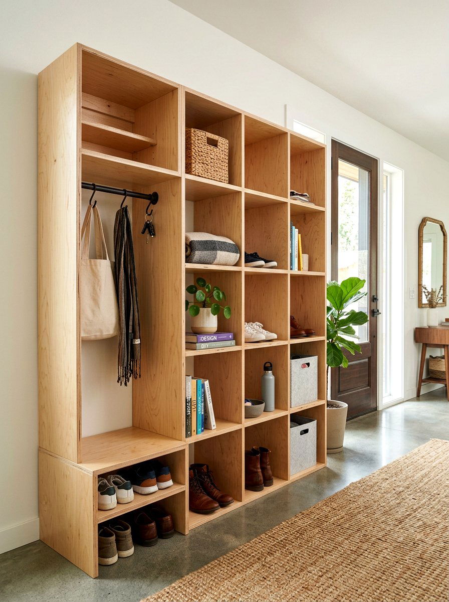 Plywood DIY Entryway Cubbies - 30 entry cubby ideas