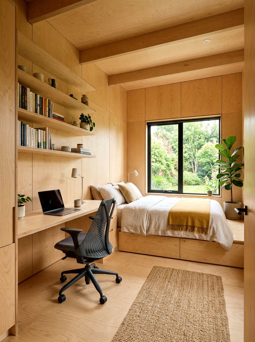 Plywood Guest Room Office - 30 guest room office ideas