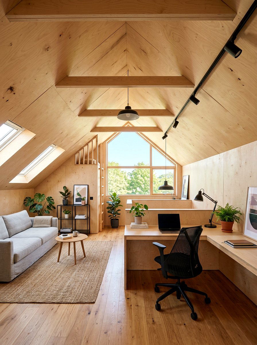 Plywood Interior Attic Studio - 30 attic studio ideas