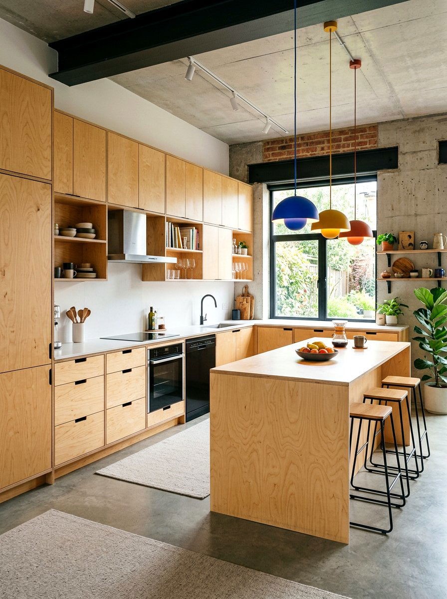 Plywood Kitchen Cabinets - 30 warm wood cabinet kitchen ideas